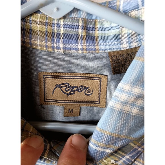 Roper Womens  Long Sleeve Shirt Western Blue Plaid Rodeo Horse  Riding Outdoors - Picture 3 of 7
